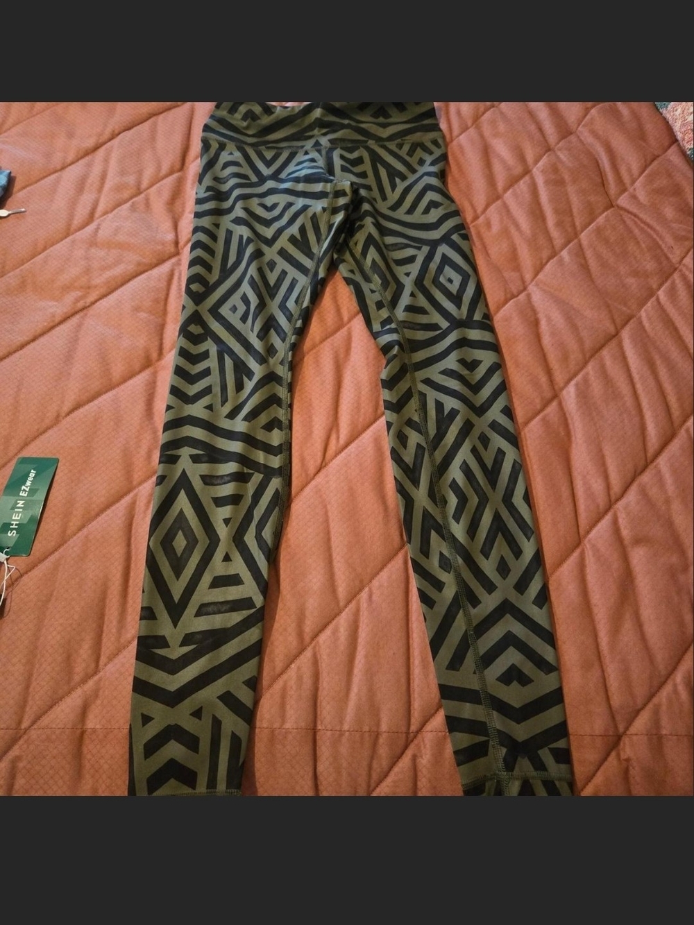 lululemon athletica Olive Green and Black Geometric Leggings
